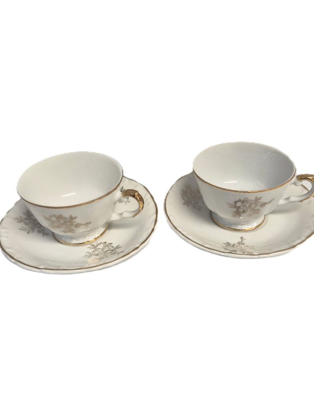 Sey of 2 Vintage Richard Ginori White&Gold Espresso Cups and Saucers Grandmillen